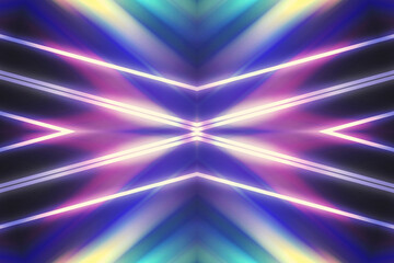 Dark abstract futuristic background. Neon lines glow. Neon lines, shapes. Multi-colored glow, blurry lights, bokeh. Empty stage background