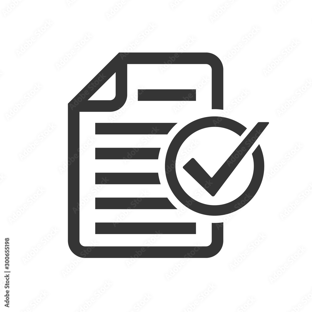 Fototapete document icon with check mark - vector icon.