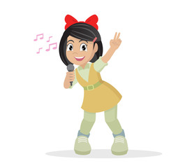 Cartoon character, Girl singing.