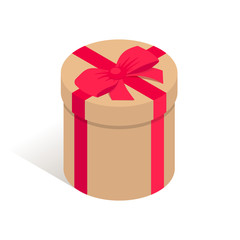 Isometric round gift box cardboard