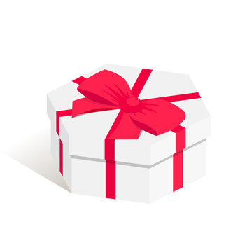 Isometric hexagonal shaped gift box white