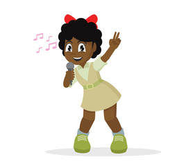 Fototapeta premium Cartoon character, Girl singing.