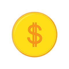 Vector Dollar coin icon isolated.