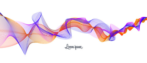 Vector abstract background with a dynamic blending line turn to waves, line and particles. Illustration suitable for graphic design.