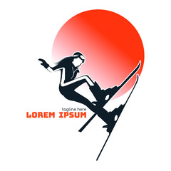 Women's logo is skiing. Under the concept of adventure and adventure