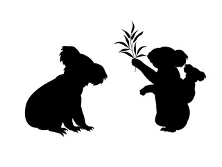 Koala family. Silhouettes of animals © KozyrevaElena
