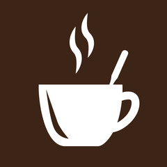 Coffee cup with spoon vector on brown background