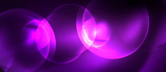 Shiny neon color light with circles abstract background