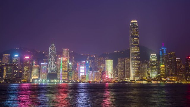 Hong Kong city laser show.time lapse 4k