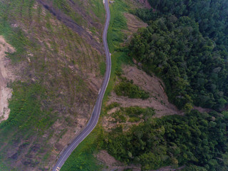 Aerial drone image of beautiful tropical rainforest forest in Sabah ,Borneo (image slightly soft...