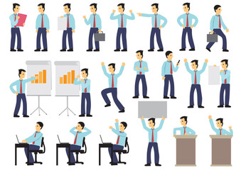 Set of businessman in different expression and poses.