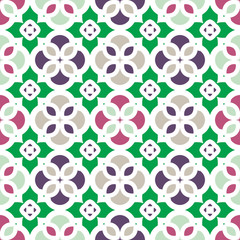 Bright seamless pattern with floral geometric ornament.