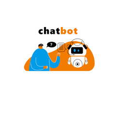 Vector illustration of men talking with chatbot. Artificial intelligence concept.
