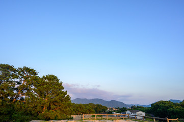 夕暮れの萩城址の眺め（山口県）