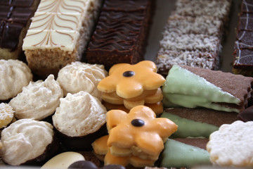Various traditional Austrian pastries biscuits cookies for christmas, wedding, birthday, party