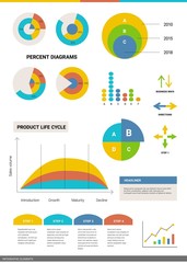 Vector set of business infographics circle element with text on