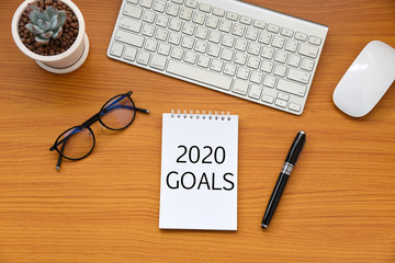 2020 GOALS Business Concept flat lay,Top view
