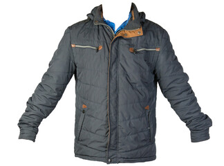 Men's jacket in a hood isolated on a white background. Windbreaker jacket front view. © vitalily_73