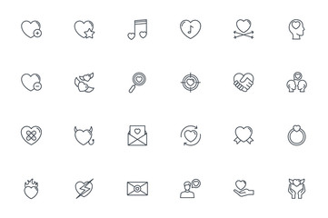 Obraz premium heart love romantic passion icons set
