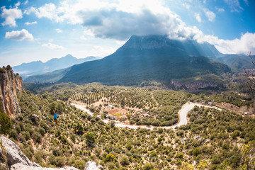Highline in the mountains.