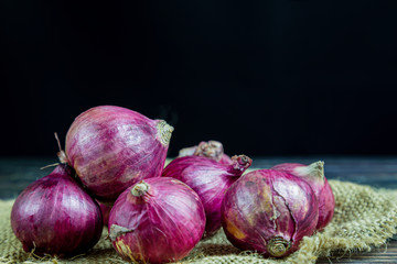 large onion placed on a sackcloth