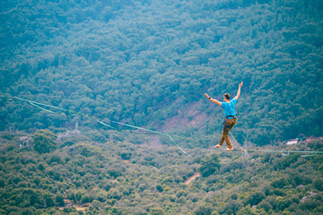 Highline in the mountains.
