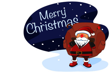 santa with a merry christmas text flat design
