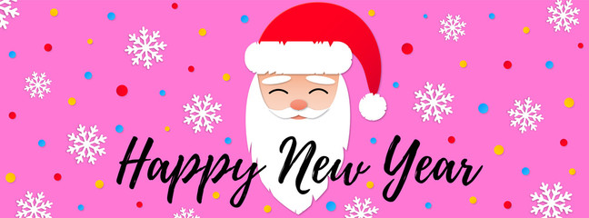 Christmas horizontal web banner with santa claus