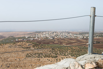 View from the place called the Balcony of Israel in the Jewish settlement Peduel to the Samaria region in Benjamin and Israel in the distance