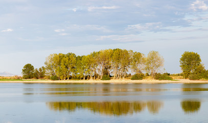  lake in navarra at sunset