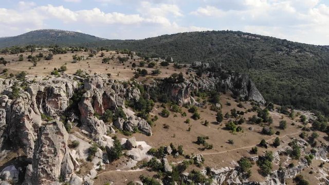 Aerial view of Midas City walls in Phryg Valley Yazilikaya Turkey