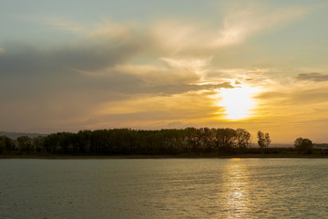  lake in navarra at sunset