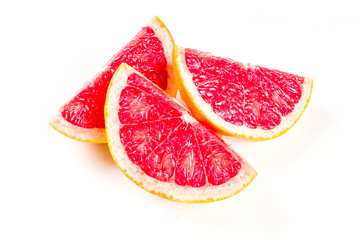 Whole and sliced grapefruit isolated on white background