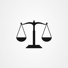 Scale icon, law firm logo template. simple flat vector.