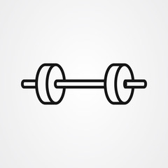 Barbell icon vector design, weight training equipment.