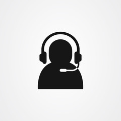 Customer support or customer service agent with headset icon