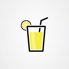 Drink with slice lemon icon vector design