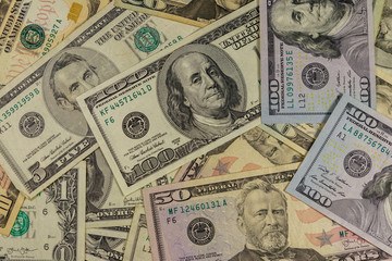 Background of different us dollar banknotes