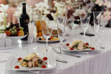 salads on a table set for the holiday