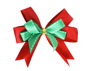 Red and green ribbon isolated on white background