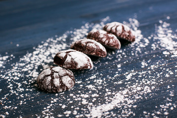 Cookies on black background.