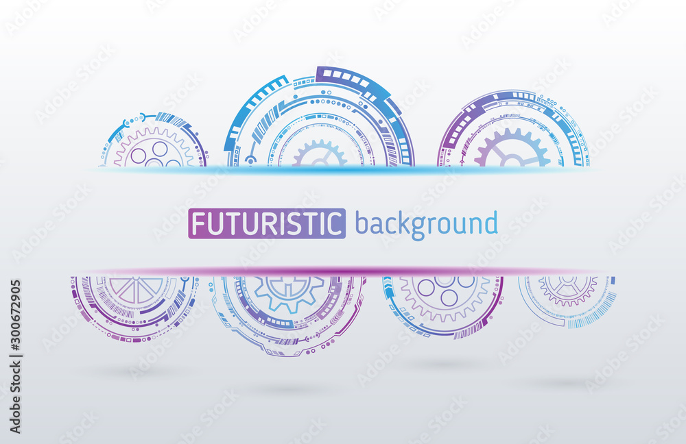 Poster abstract background with various technology elements. hi-tech communication concept. circular connec