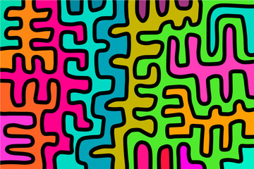 Doodle bright vibrant hand drawn vector background in cartoon comic style