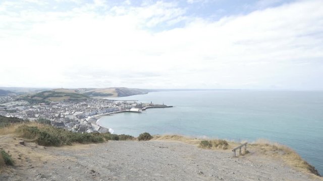 Aberystwyth town by the sea on a cloudy day