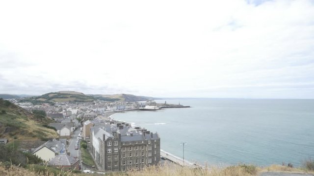 Aberystwyth town by the sea on a cloudy day