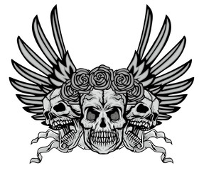 Gothic sign with skull, grunge vintage design t shirts