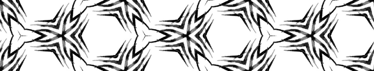 Black and white handdrawn Seamless Border Scroll. 