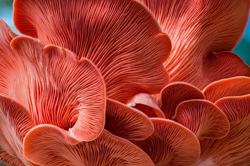 Fotobehang Underside of oyster mushrooms (Pleurotus ostreatus) showing gills © Gerry