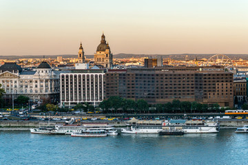 Budapest, Hungary - October 01, 2019: Budapest, Hungary, Intercontinental hotel on Danube river