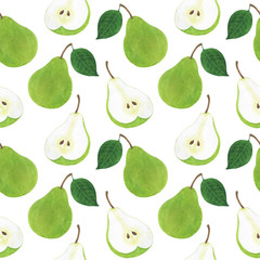  Seamless pattern fruits pears watercolor food illustration botany